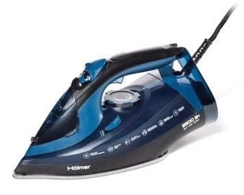 Праска Holmer HIТ-2538, Black/Blue, вертикальне відпарювання, тефлон, постійна подача пари 30 г/хв, паровий удар 130 г/хв, очищення від накипу, 2500W