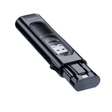 Кабель Type-C - USB / Lightning / microUSB, 25 см, 3A, 60 Вт, скріпка для вилучення Sim-карти, Black, кейс, Toocki