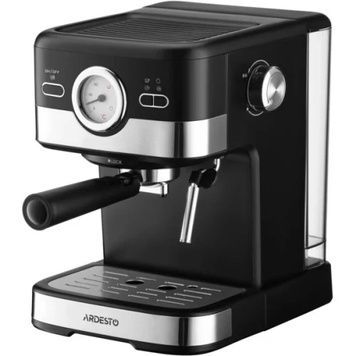 Кофеварка Ardesto YCM-E16B, Black/Inox, рожковая, кофе молотый, резервуар для воды 1.5 л, 1100W