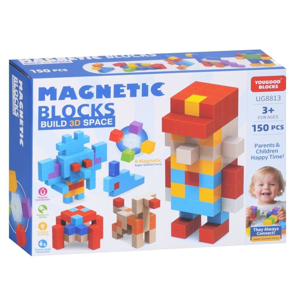 Детский магнитный конструктор, 150 деталей (UG8813)