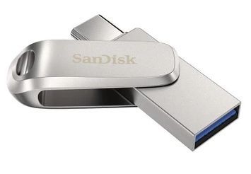 Флеш накопичувач USB 64Gb SanDisk Ultra Dual Luxe, Silver, до 400 МБ/с (SDDDC4-064G-G46), Type-C / USB 3.2 Gen 1