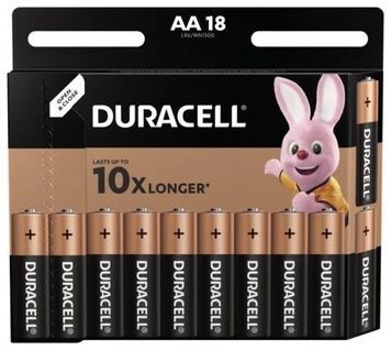 Батарейка AA (LR6), лужна, (MN1500 18BL), 18 шт, Duracell Duralock Basic, 1.5V