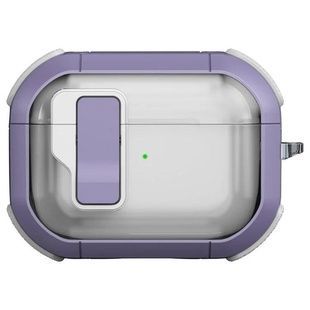Протиударний чохол-футляр Locking Button для AirPods Pro 2 / Pro, світло-фіолетовий