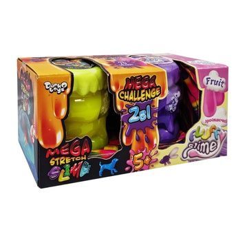 "Mega Stretch Slime" и "Fluffy Slime" вязкая масса 2 в 1, желто-фиолетовый (FLS-03-01U укр)