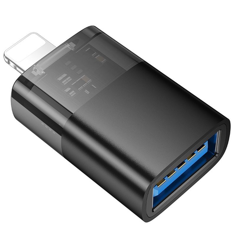 Переходник Hoco UA36 Lightning (папа) - USB (мама) Black