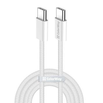 Кабель Type-C - Type-C, 1 м, 60 Вт, 3A, Braided Cotton (CW-CBPDCC061-GR), Grey, ColorWay
