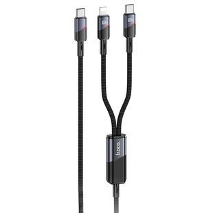 Дата-кабель Hoco U139 2in1 Type-C to Lightning/Type-C 100W чорний (1.2м)