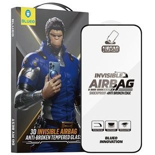 Защитное 3D стекло Blueo Invisible Airbag с черной рамкой для Apple iPhone 14 Pro / 15 / 16 (6.1")