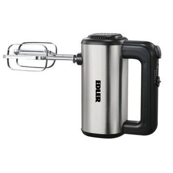 Міксер Edler EDHM-6667, Inox/Black, 250W, 2 вінчика, копус з нерж сталі, 5 швидкостей, 2 гачки