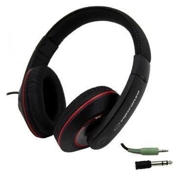 Навушники Esperanza "Hip Hop", Black, 5 м (EH121), 32 Ом, в комплекті перехідник на 6.3 мм, накладні, 3.5 мм, 105 дБ