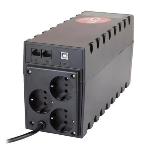 Джерело безперебійного живлення PowerCom RPT-1000AP Schuko Black, 1000 ВА, батарея 12В/9Аг x 1 шт, 3 розетки (Schuko), лінійно-інтерактивний, 600 Вт, AVR