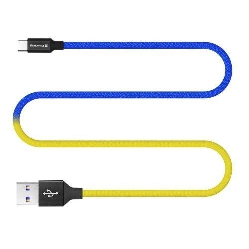 Кабель USB AM - Type-C, 1 м, ColorWay, 2.4A (CW-CBUC052-BLY), Blue/Yellow