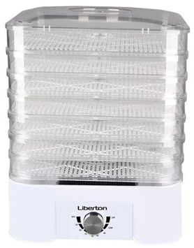 Сушарка овочів та фруктів Liberton LFD-5526P, White, діапазон температури 35-70C, 7+1 ярусів, 520W, об'єм 15л, механічне керування, висота 3см