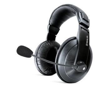 Навушники REAL-EL GD-750MV, Black навушники з мікрофоном (шкіряні) Джек 3,5мм (GD-750MV), накладні, 40 мм, від 1.21 до 2 м, поворотний мікрофон