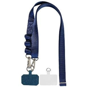 Шнурок Tamgram широкий с двумя креплениями, Dark Blue, 140 см