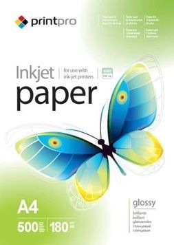 Фотопапір PrintPro, глянсовий, A4, 500 арк (PGE180500A4), 180 г/м&sup2;