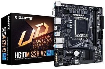 Материнская плата LGA1700, Gigabyte H610M S2H V2, 1xPCI-E 3.0 x1, 4xUSB3.2/8xUSB2.0, MicroATX, Встр. видео (CPU), H610, 1xM.2, Realtek GLan, 4xSATA3, 2xDDR5, VGA/HDMI/2xDP, ALC997, 1xPCI-E 4.0 x16