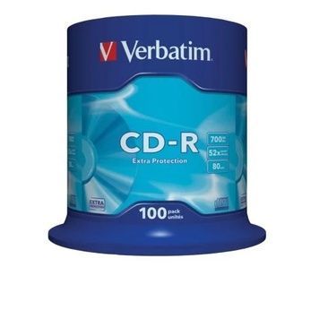 Диск CD-R 100 Verbatim, 700Mb, Extra, Cake Box (43411), 52x
