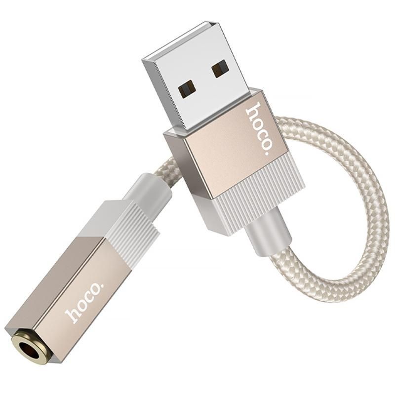 Переходник Hoco UPA32D USB на 3,5 мм, Gold