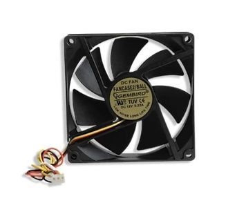 Вентилятор 92 мм, Gembird FANCASE2/BALL, 3-pin, кульковий підшипник, 2800 rpm, 92x92x25 мм, Black, 22.8 дБ(А)