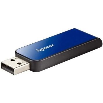 Флеш-накопитель USB 64Gb Apacer AH334, Blue/Black, USB 2.0 (AP64GAH334U-1), Пластик, 64 ГБ, Слайдер