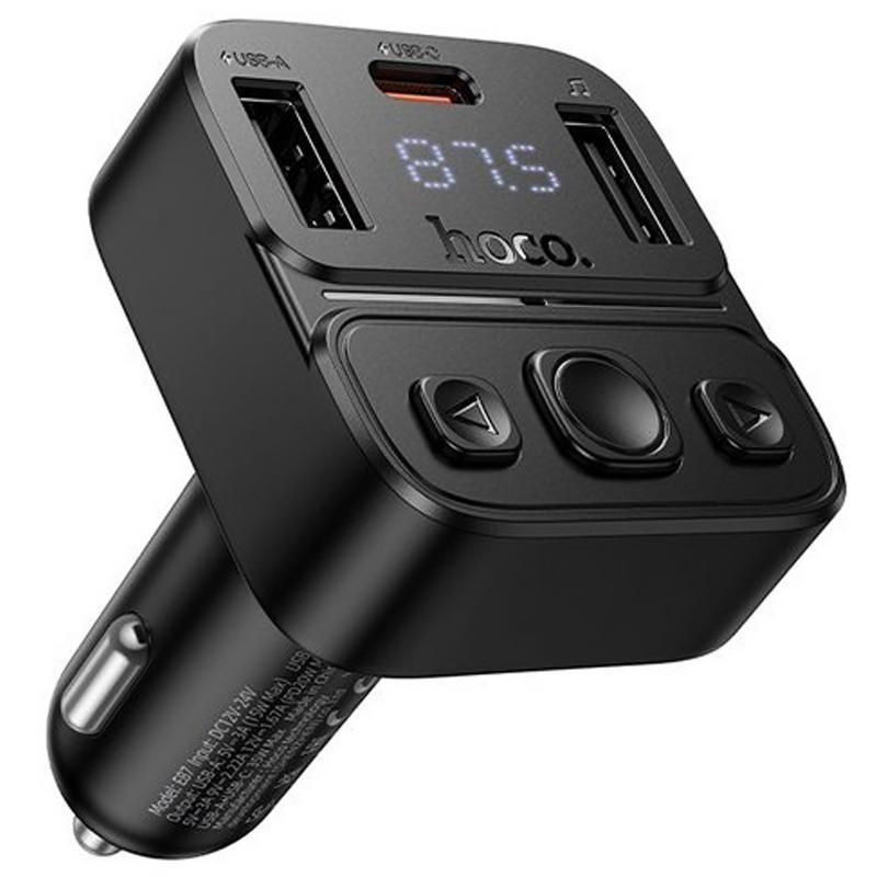 FM-модулятор Hoco E87 Delta 35W (1USB-A/1Type-C), чорний